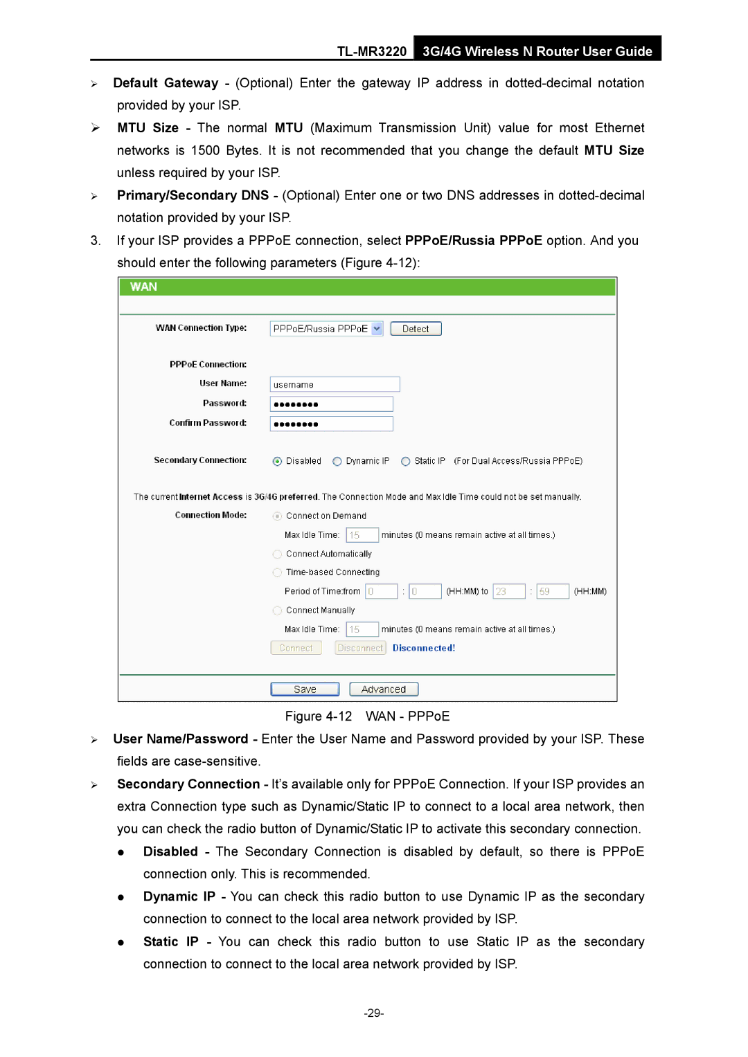 TP-Link manual TL-MR32203G/4G Wireless N Router User Guide 