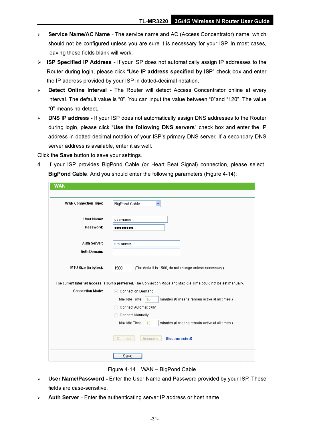 TP-Link manual TL-MR32203G/4G Wireless N Router User Guide 