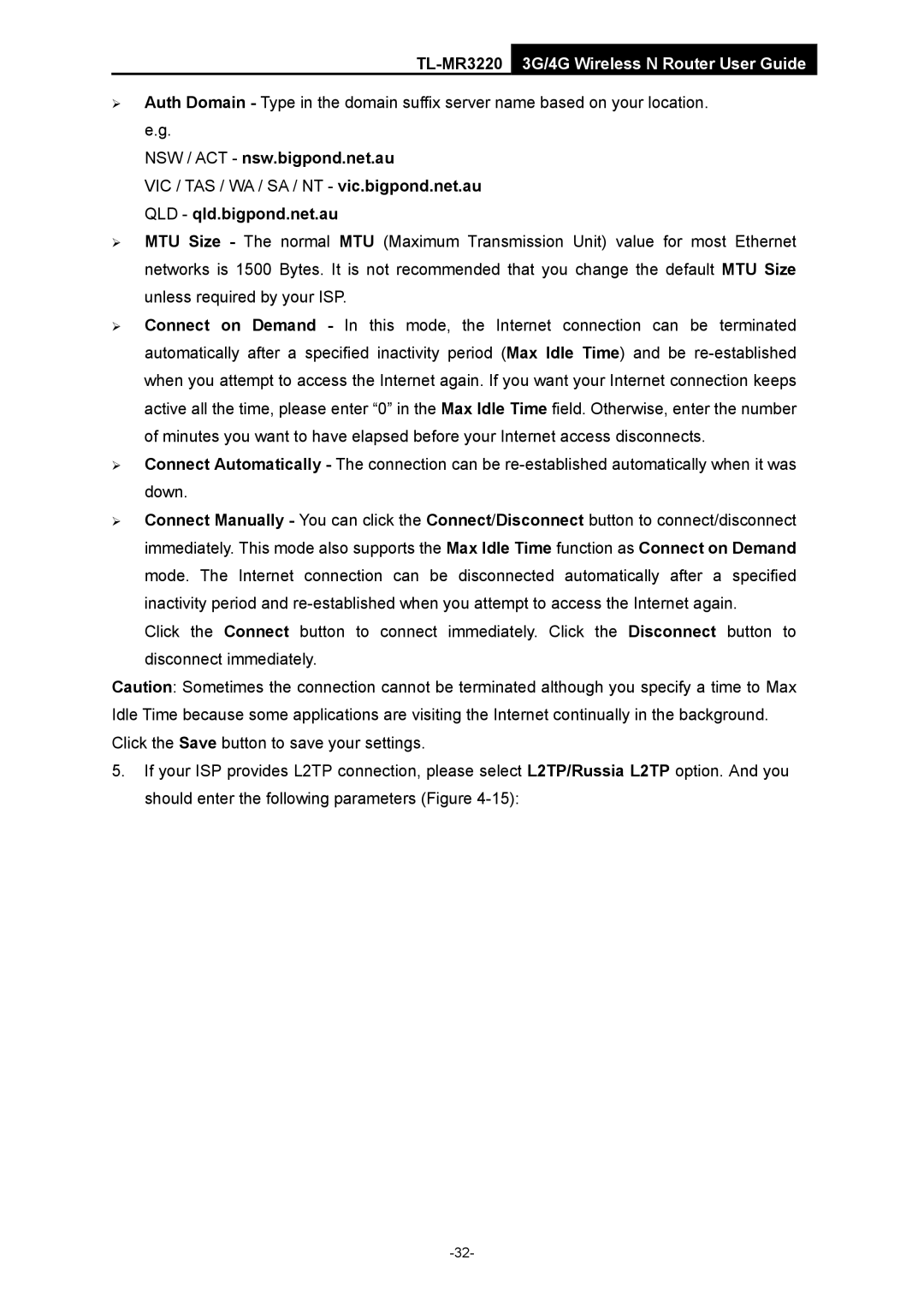 TP-Link TL-MR3220 manual NSW / ACT nsw.bigpond.net.au 