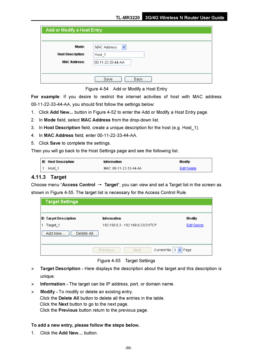 TP-Link TL-MR3220 manual Target 