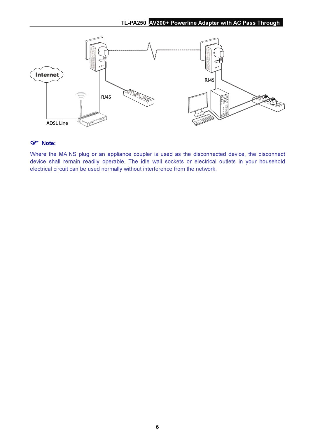 TP-Link manual TL-PA250AV200+ Powerline Adapter with AC Pass Through 