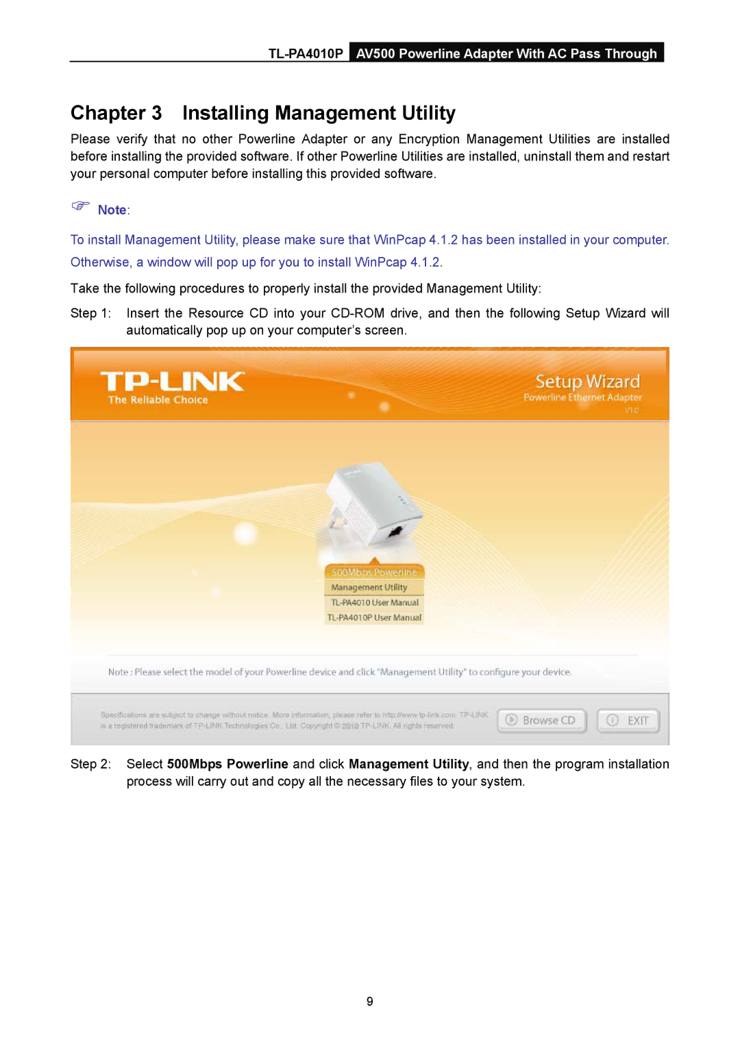 TP-Link TL-PA4010P manual Installing Management Utility 