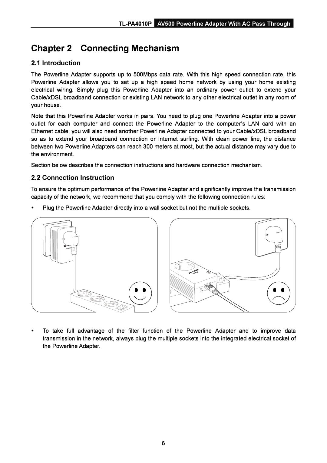 TP-Link TL-PA4010P manual Connecting Mechanism, Introduction, Connection Instruction 