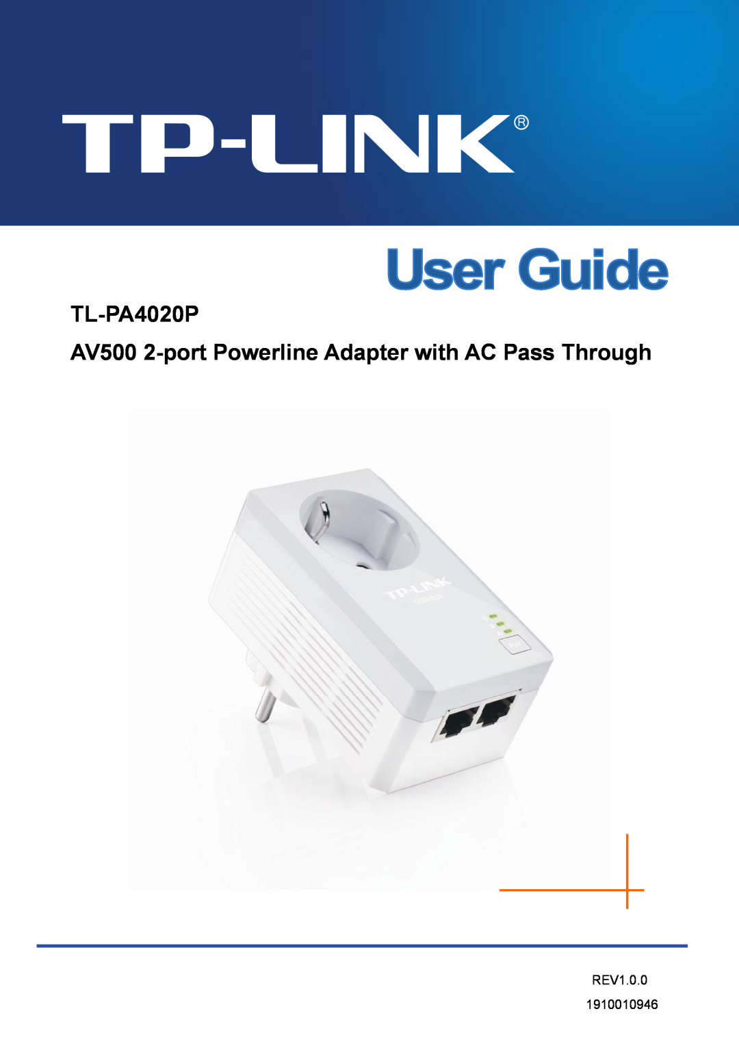 TP-Link manual TL-PA4020P AV500 2-port Powerline Adapter with AC Pass Through, REV1.0.0 1910010946 