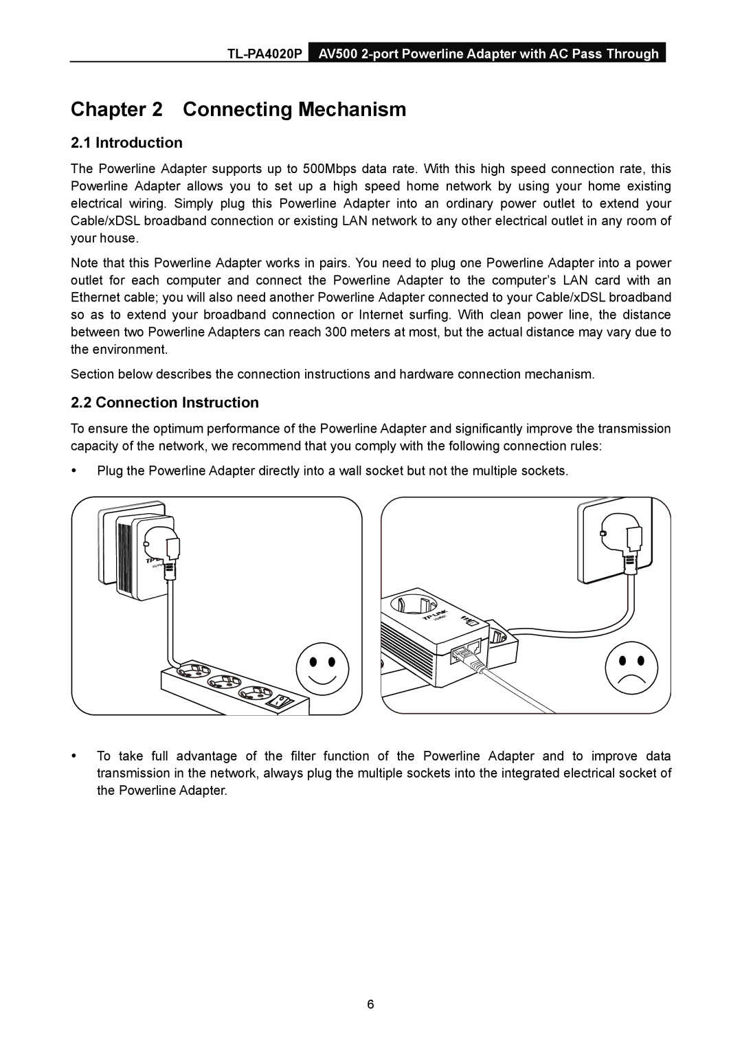 TP-Link TL-PA4020P manual Connecting Mechanism, Introduction, Connection Instruction 