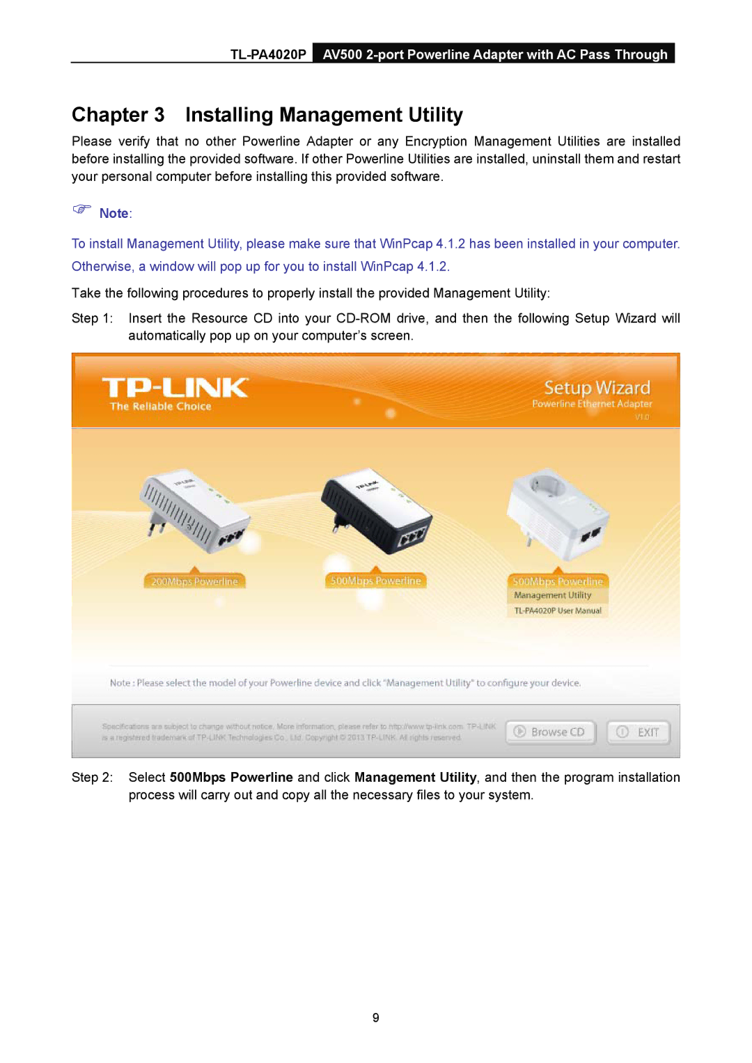 TP-Link TL-PA4020P manual Installing Management Utility 