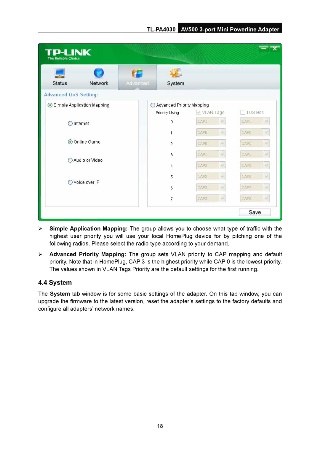 TP-Link TL-PA4030 manual System 