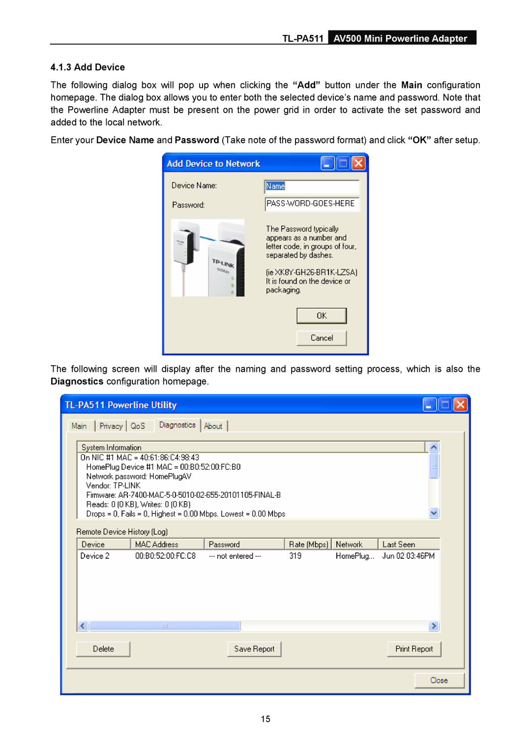 TP-Link TL-PA511 manual Add Device 