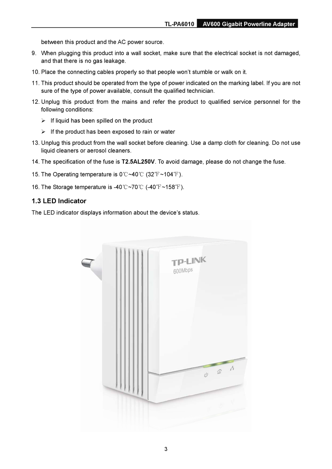 TP-Link TL-PA6010 manual LED Indicator 