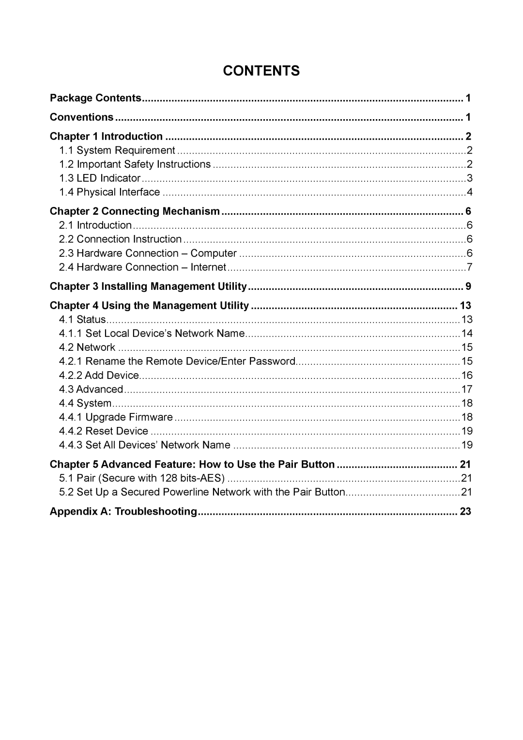 TP-Link TL-PA6030 manual Contents 