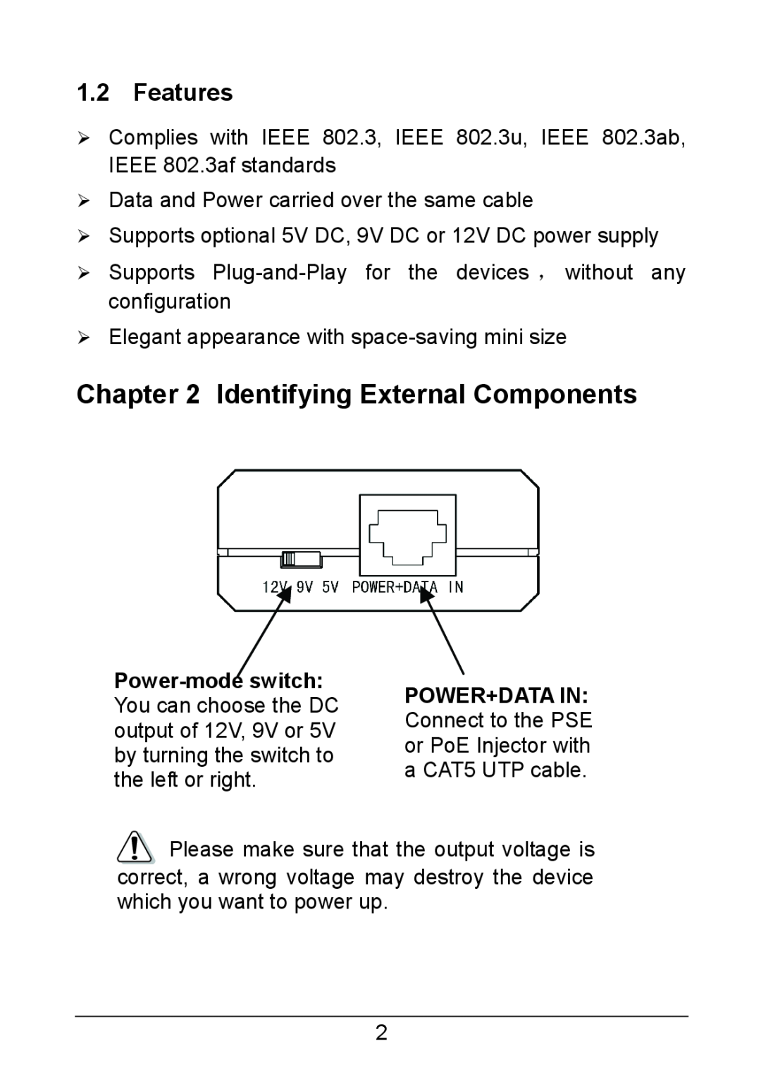 TP-Link TL-POE10R manual Identifying External Components, Features 
