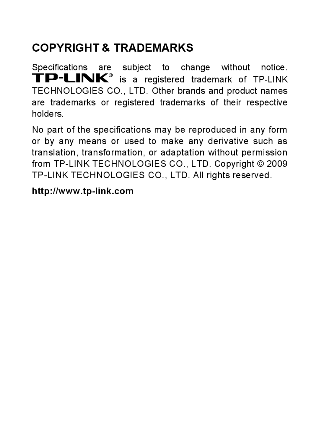 TP-Link TL-POE150S manual Copyright & Trademarks 