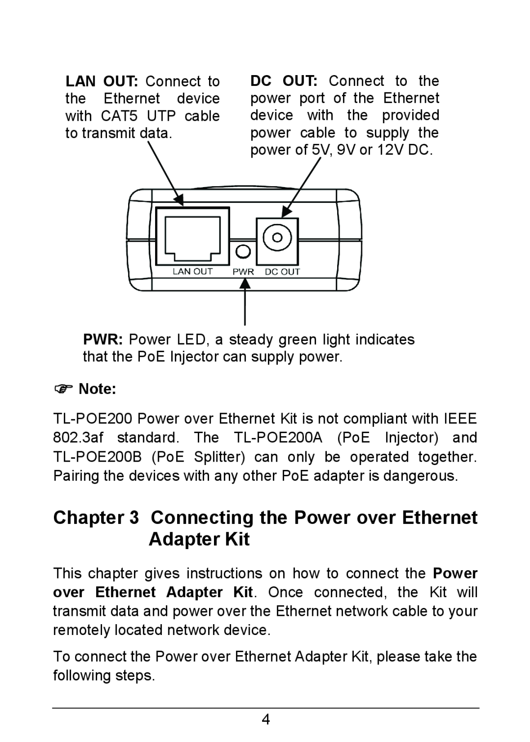 TP-Link TL-POE200 manual Connecting the Power over Ethernet Adapter Kit 