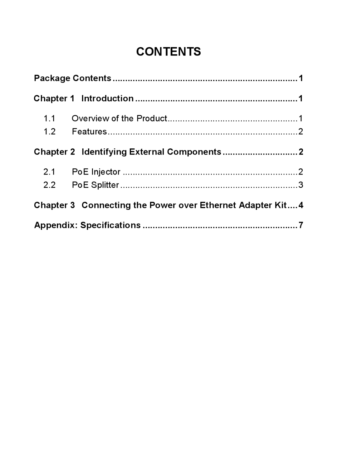 TP-Link TL-POE200 manual Contents 