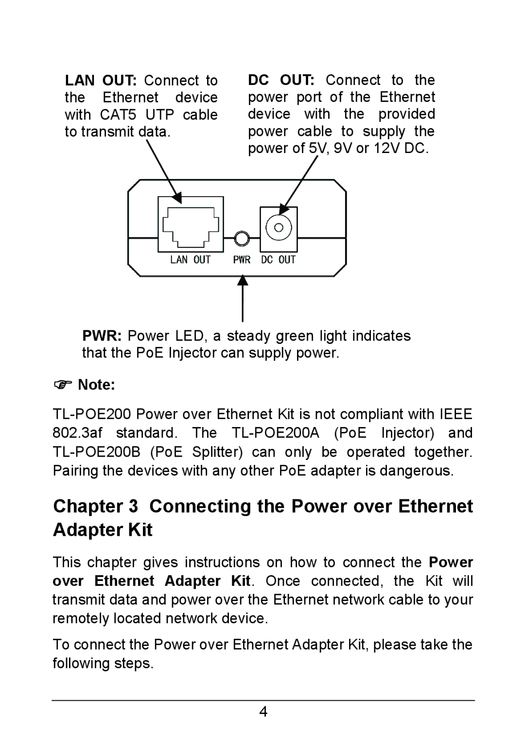 TP-Link TL-POE200 manual Connecting the Power over Ethernet Adapter Kit 