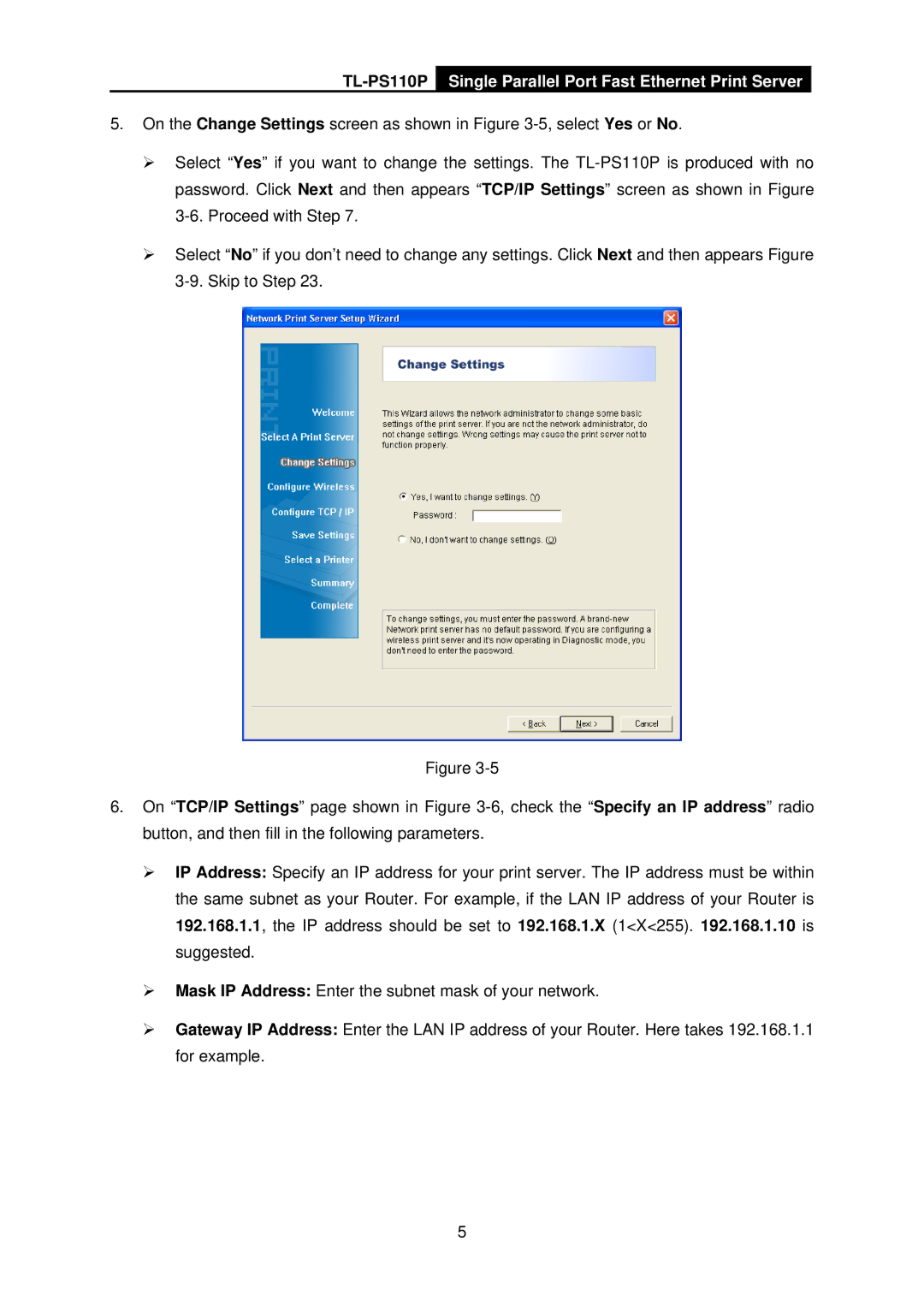 TP-Link manual TL-PS110PSingle Parallel Port Fast Ethernet Print Server 