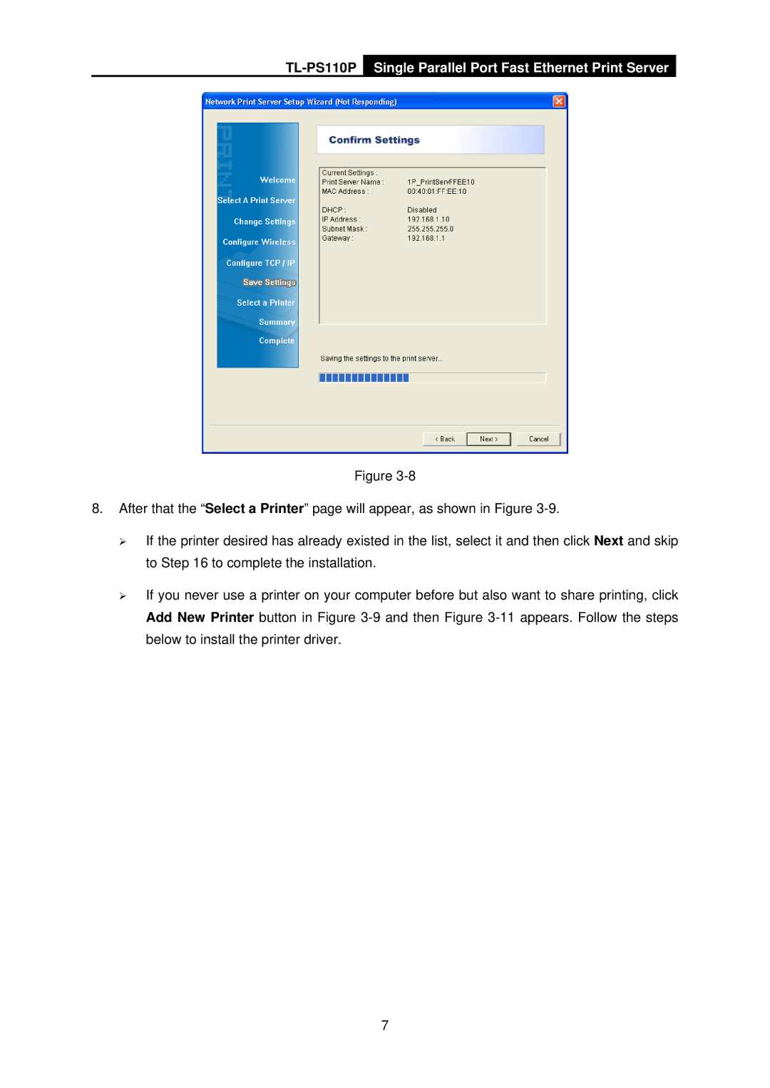 TP-Link manual TL-PS110PSingle Parallel Port Fast Ethernet Print Server 