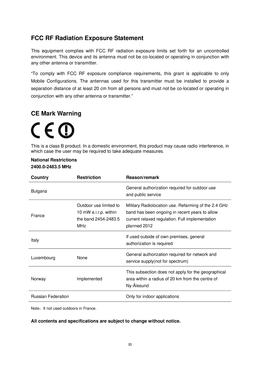 TP-Link TL-PS110U manual FCC RF Radiation Exposure Statement, CE Mark Warning 