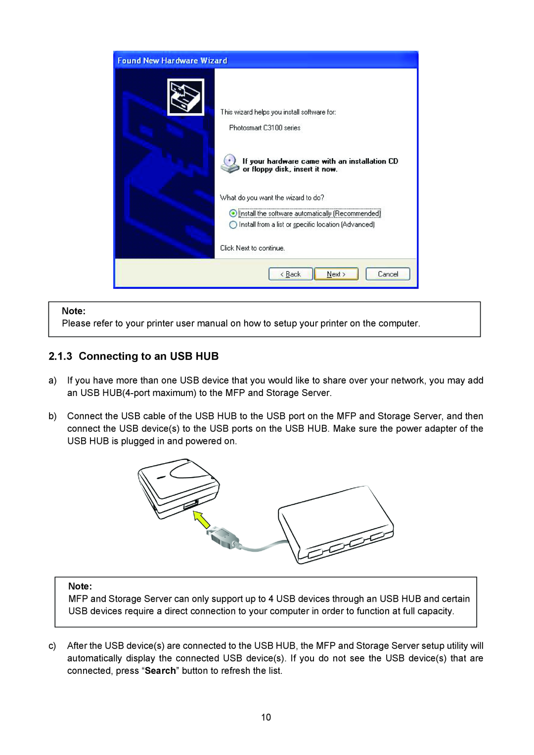 TP-Link TL-PS310U manual Connecting to an USB HUB 