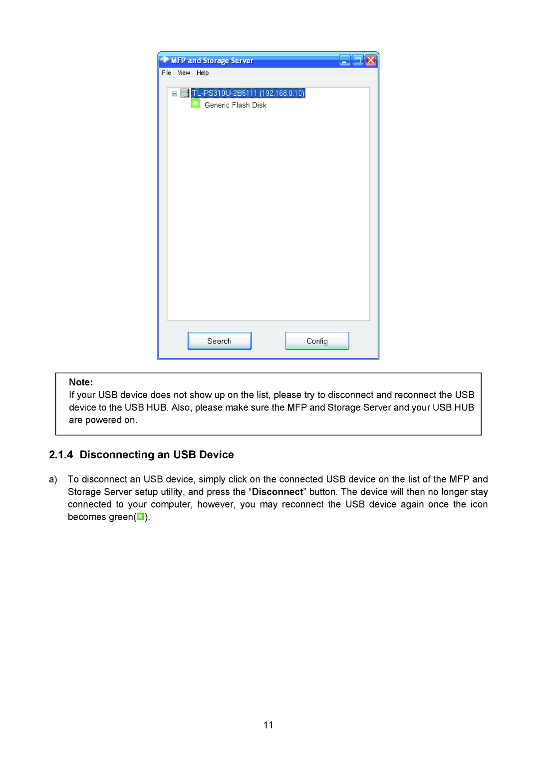 TP-Link TL-PS310U manual Disconnecting an USB Device 