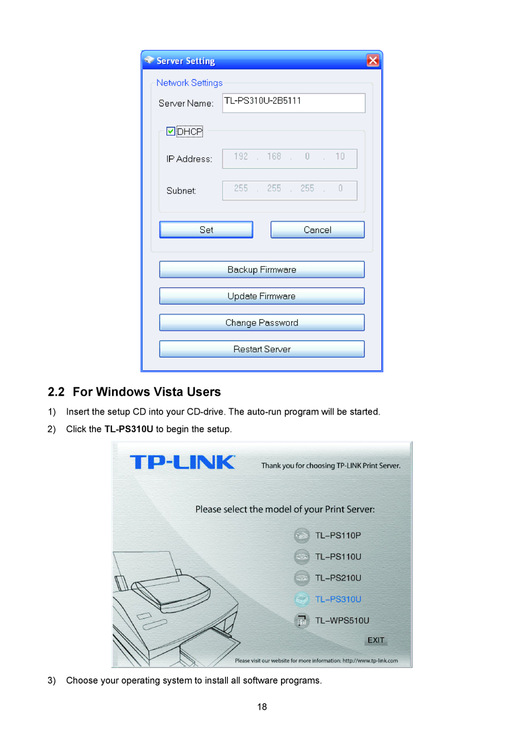 TP-Link TL-PS310U manual For Windows Vista Users 