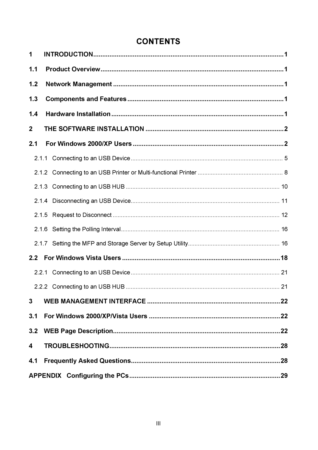 TP-Link TL-PS310U manual Contents 