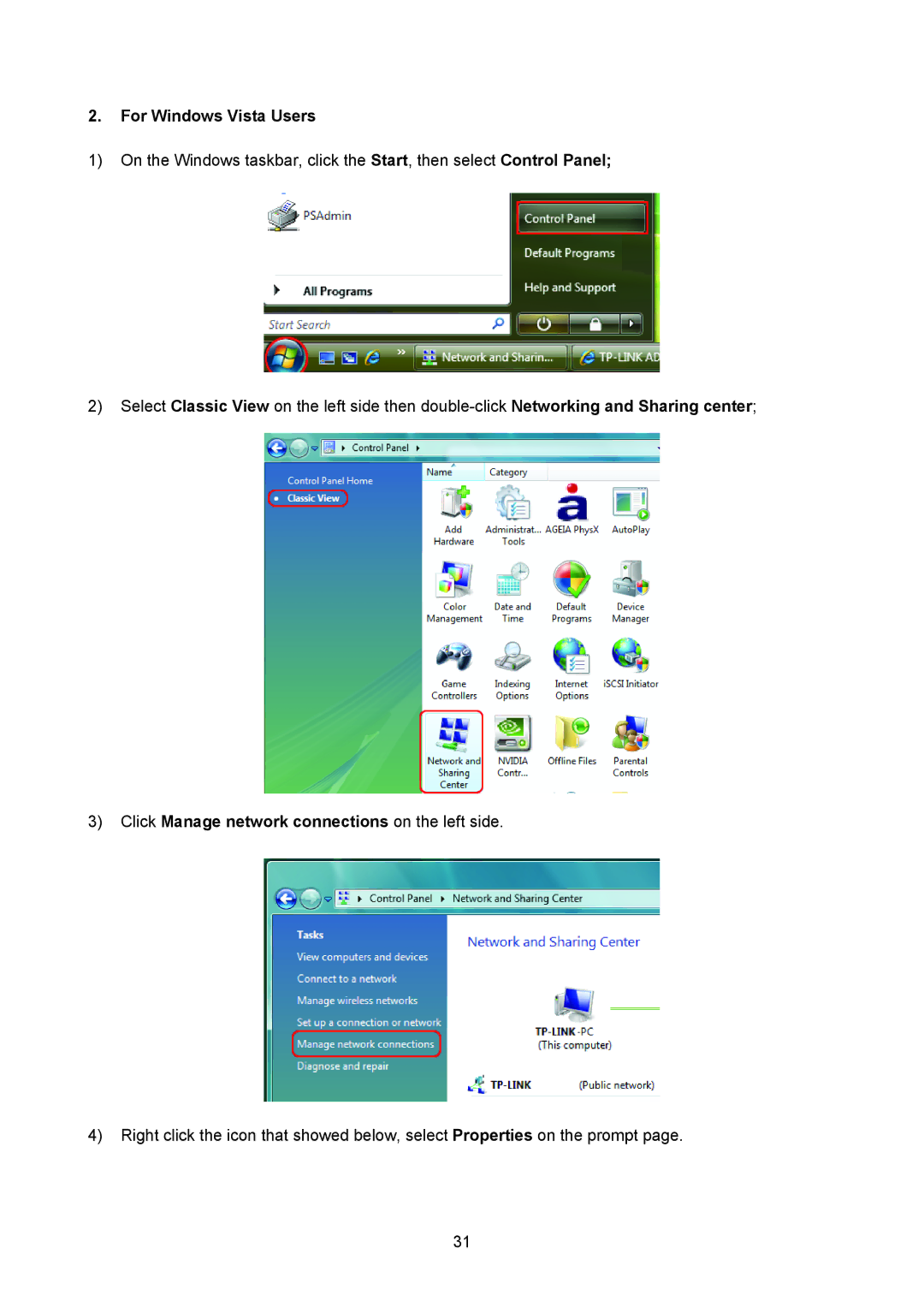 TP-Link TL-PS310U manual For Windows Vista Users 