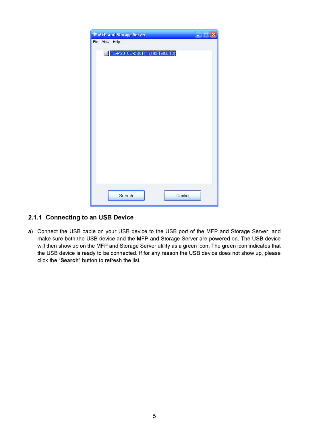 TP-Link TL-PS310U manual Connecting to an USB Device 