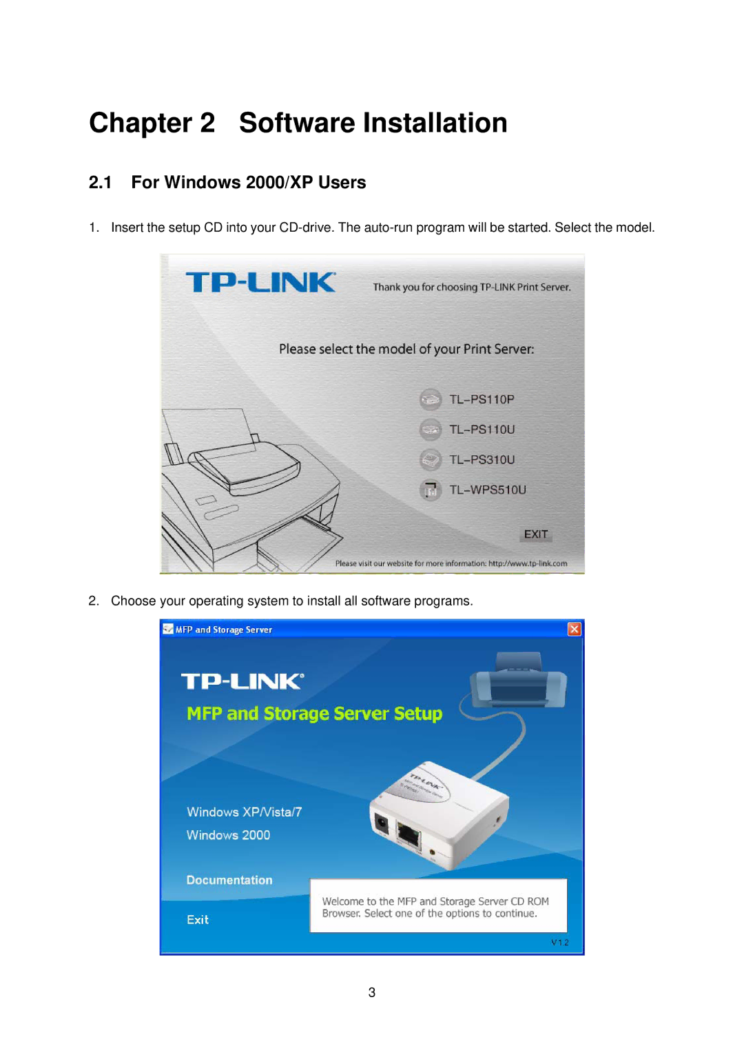 TP-Link TL-PS310U manual Software Installation, For Windows 2000/XP Users 