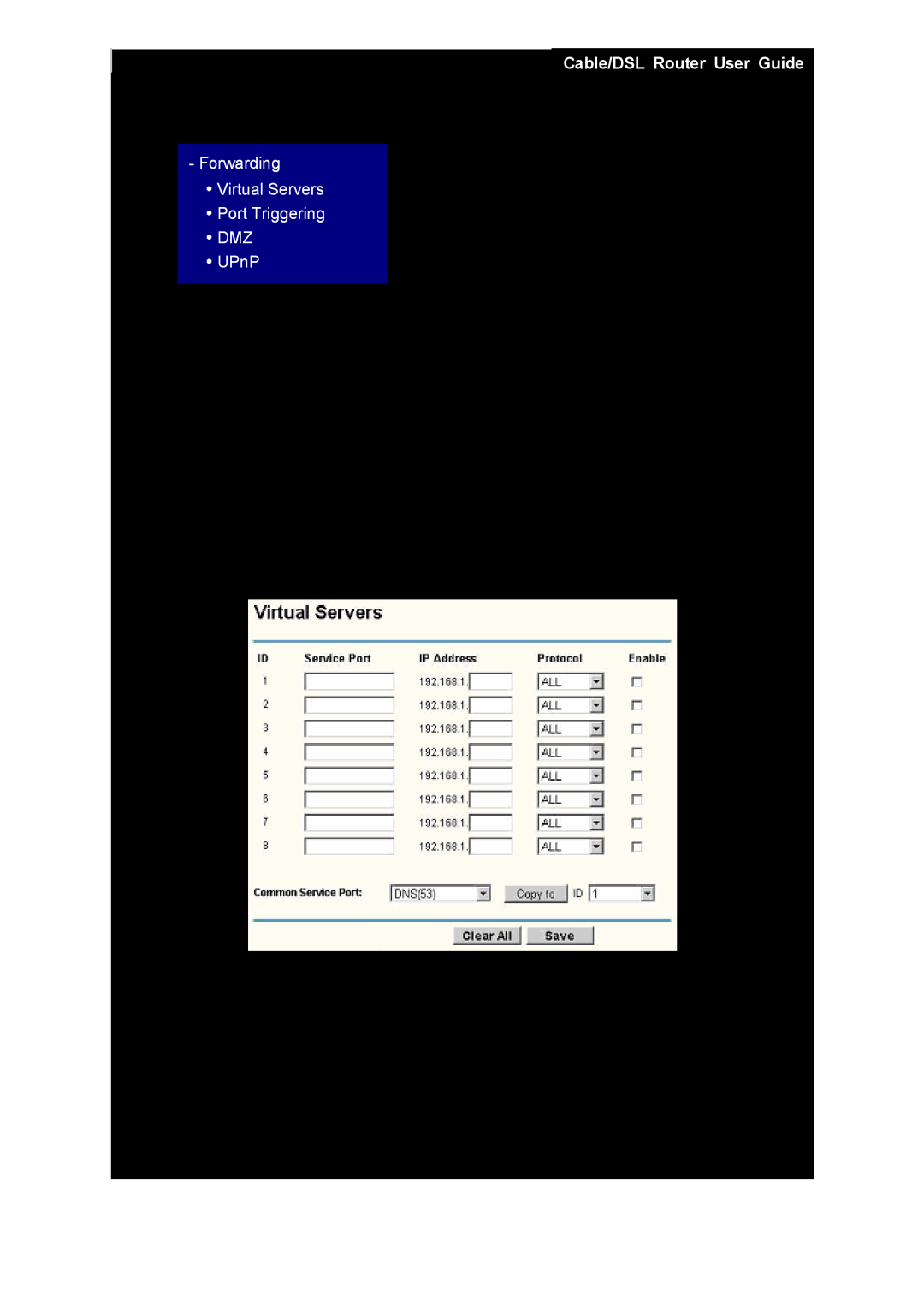 TP-Link manual 5.6Forwarding, Virtual Servers, TL-R402M Cable/DSL Router User Guide, yUPnP 