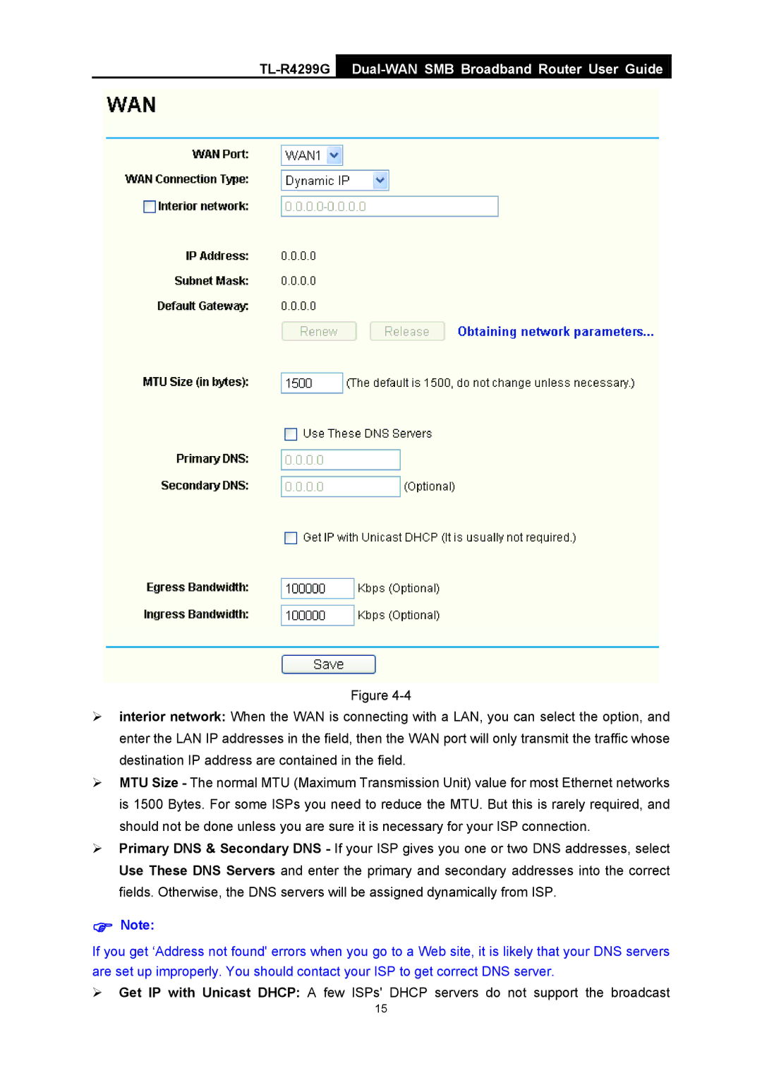 TP-Link TL-R4299G manual Dual-WAN SMB Broadband Router User Guide 