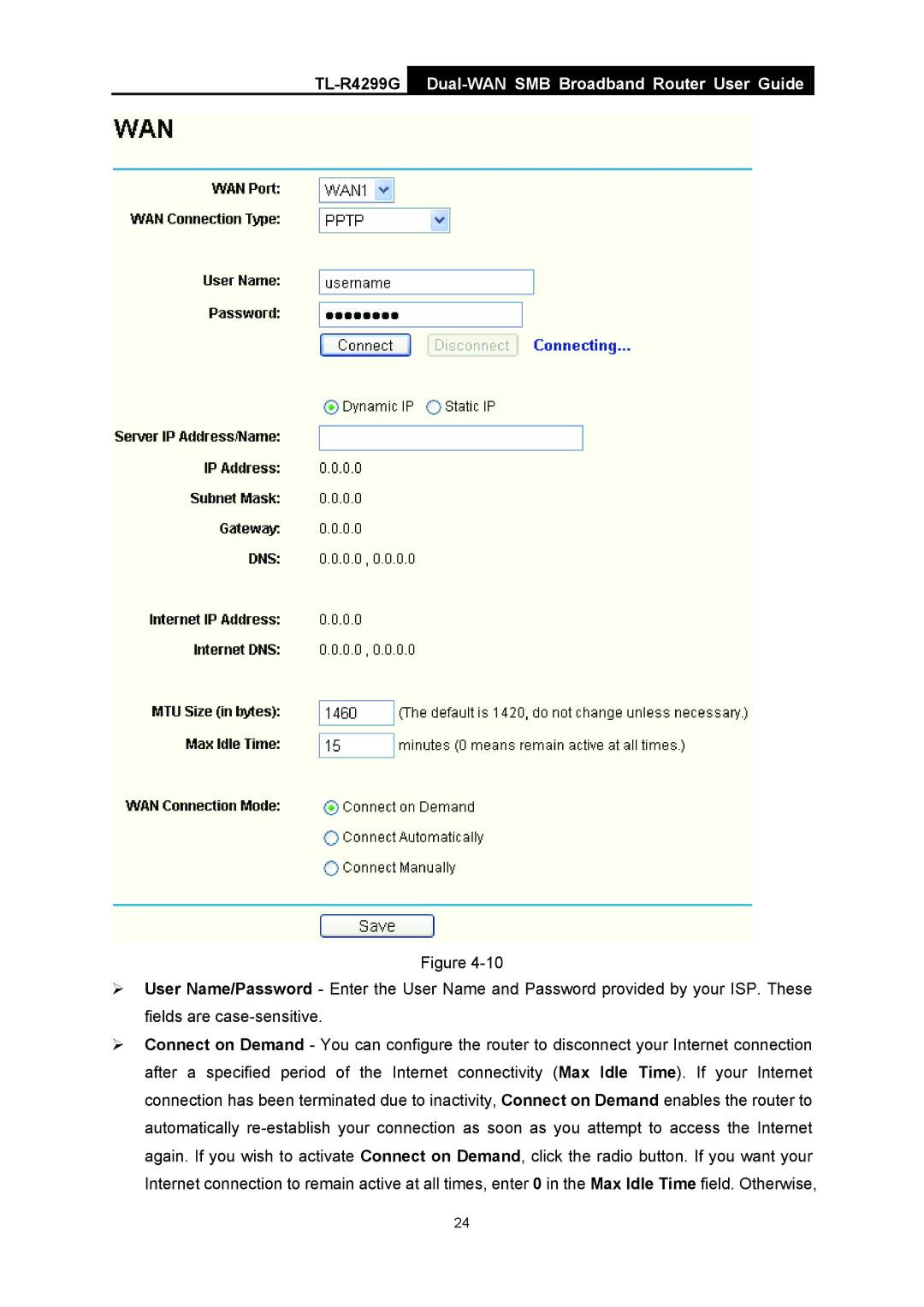 TP-Link TL-R4299G manual Dual-WAN SMB Broadband Router User Guide 