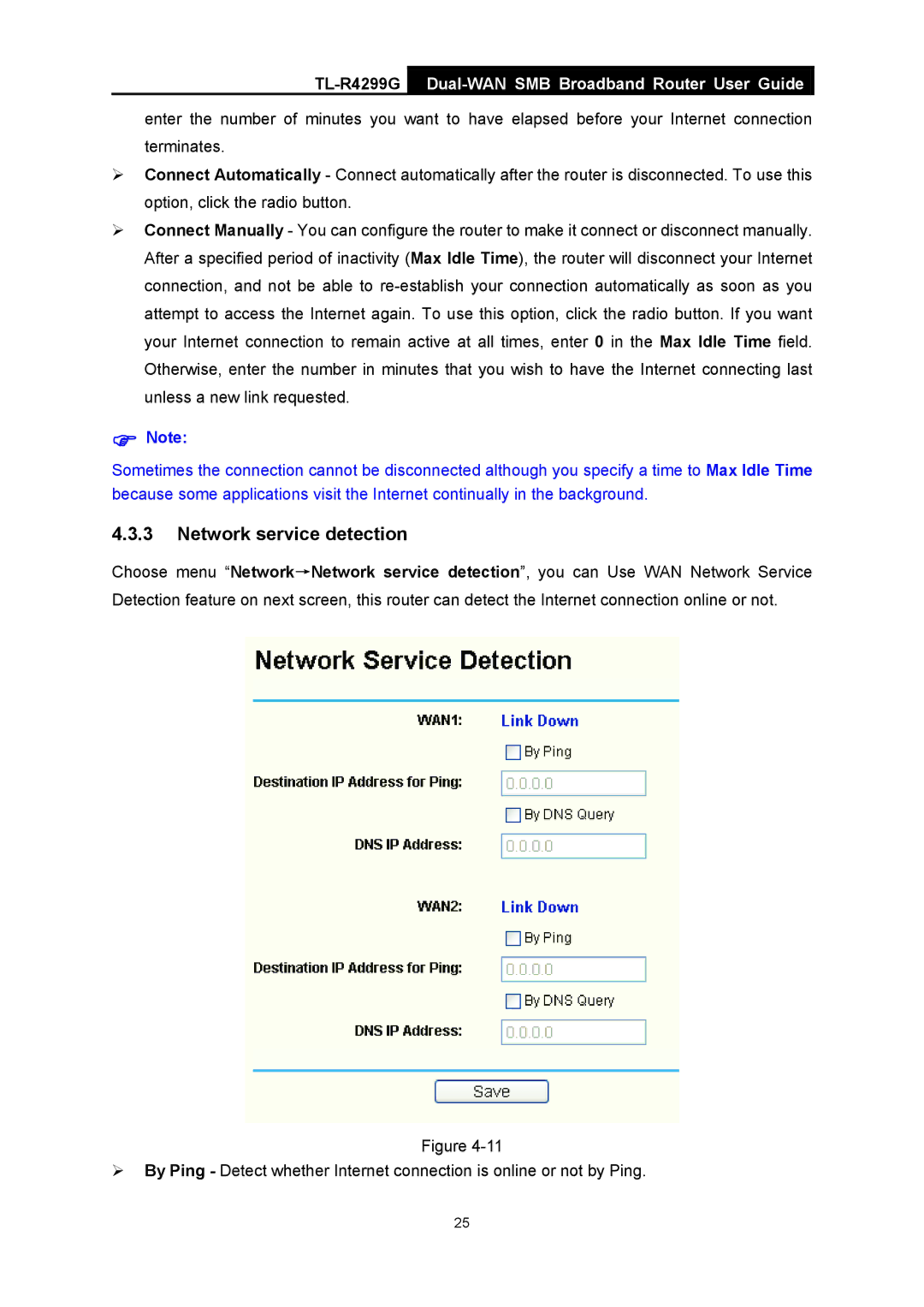 TP-Link TL-R4299G manual Network service detection 