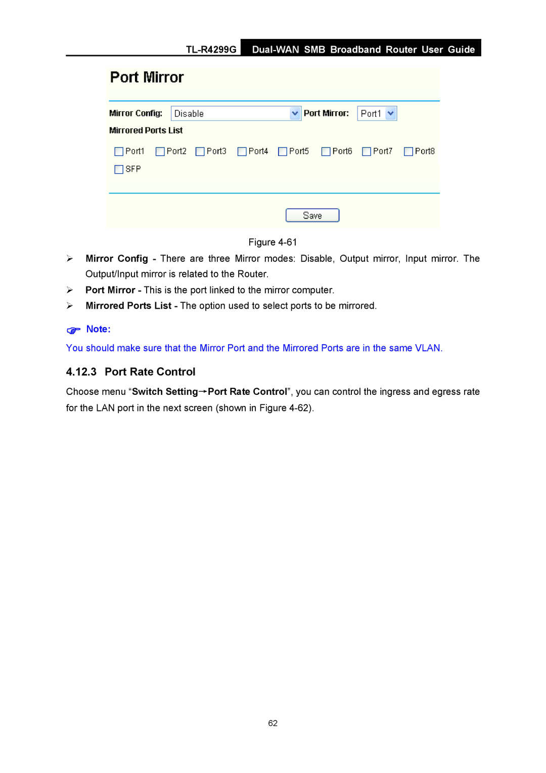 TP-Link TL-R4299G manual Port Rate Control 