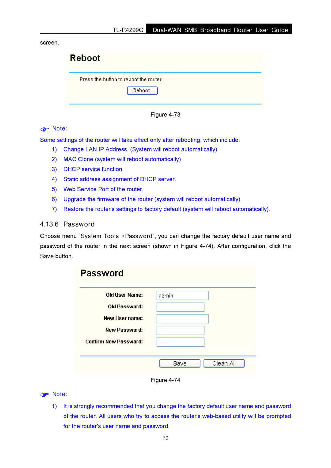 TP-Link TL-R4299G manual Password 