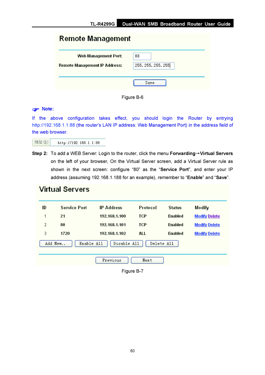 TP-Link TL-R4299G manual Figure B-6 