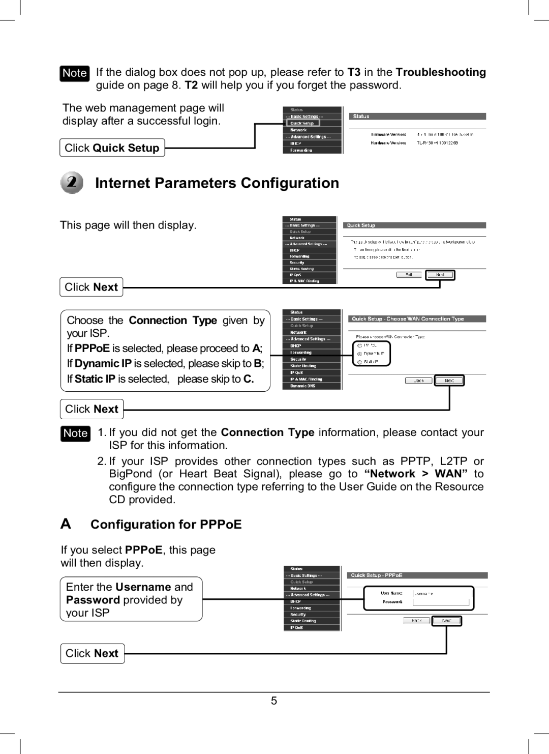 TP-Link TL-R460 manual Internet Parameters Configuration 