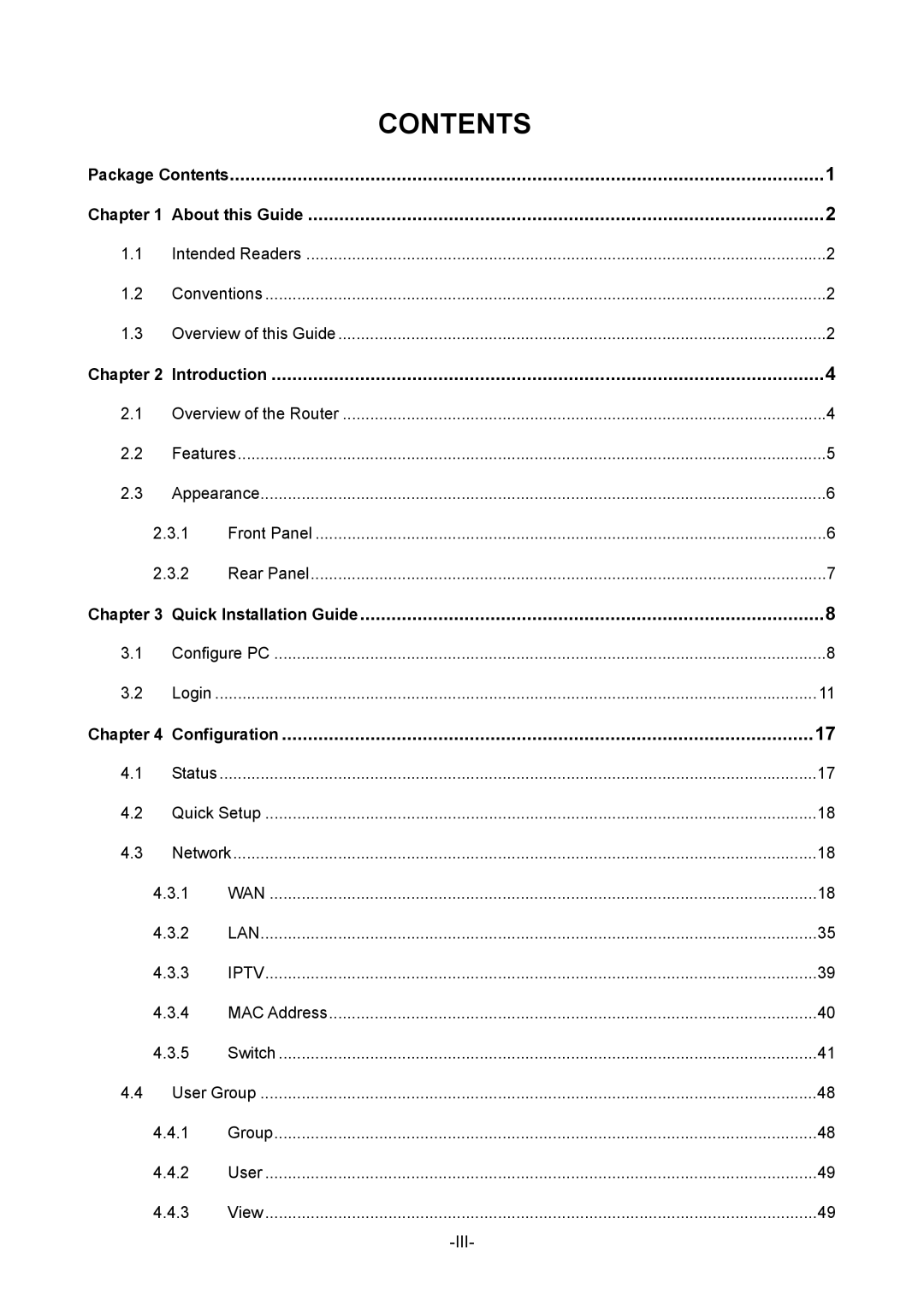 TP-Link TL-R470T+ manual Contents 