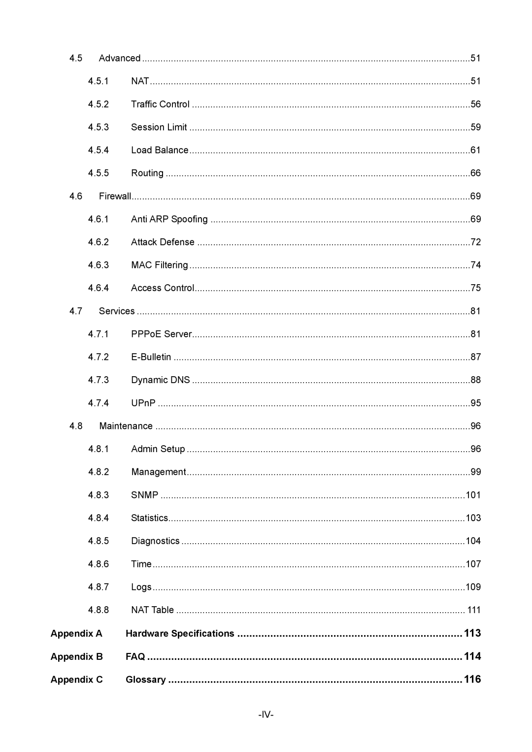 TP-Link TL-R470T+ manual Hardware Specifications, Glossary 