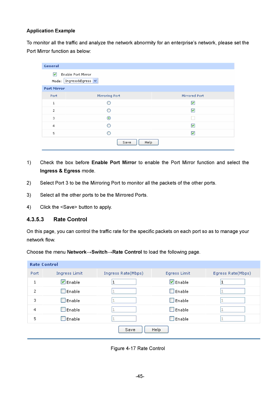 TP-Link TL-R470T+ manual Rate Control, Application Example 