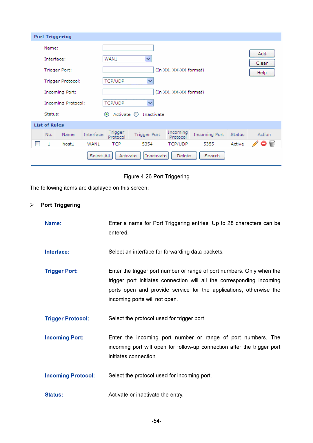 TP-Link TL-R470T+ manual  Port Triggering 