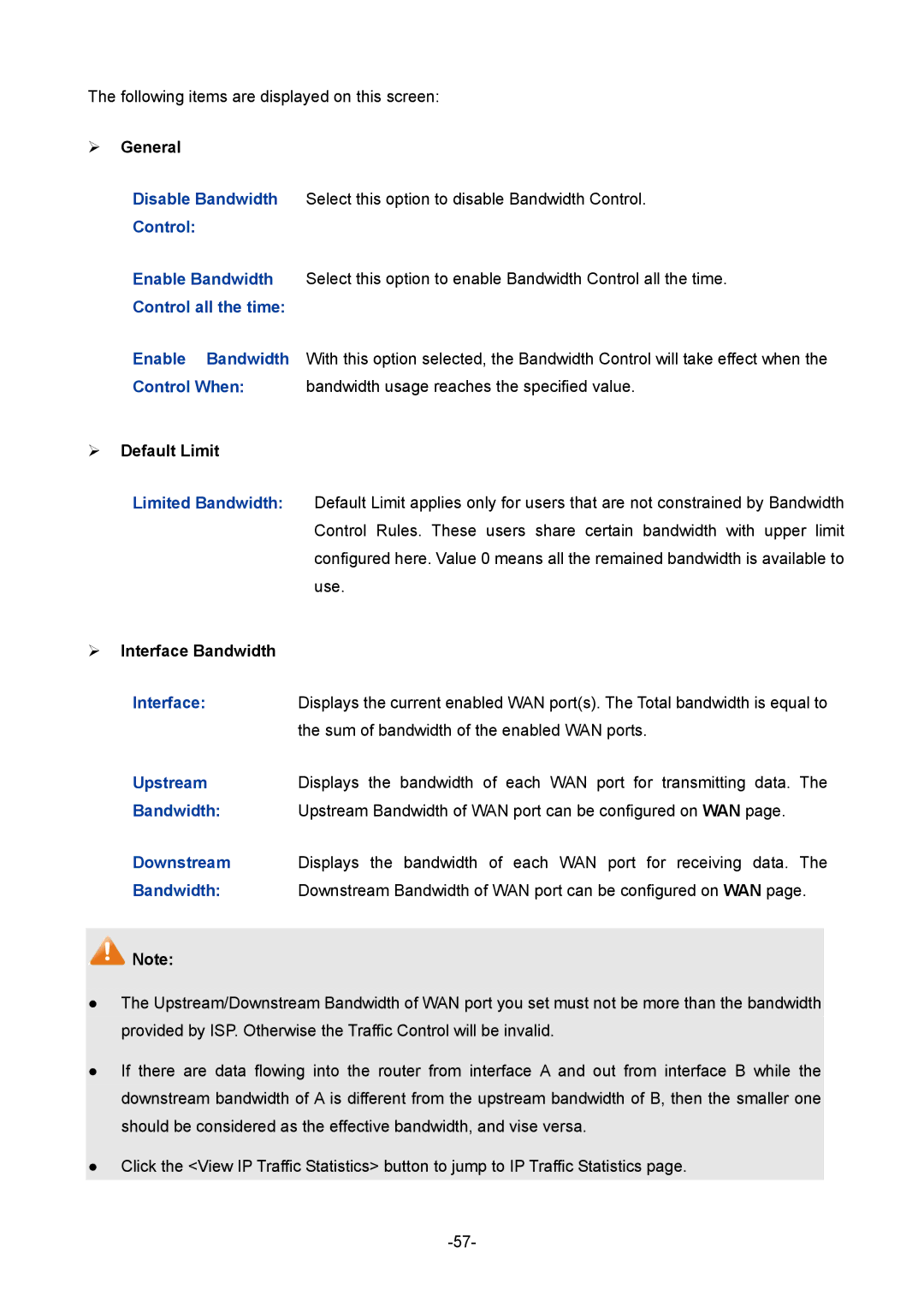 TP-Link TL-R470T+ manual Use,  Interface Bandwidth 