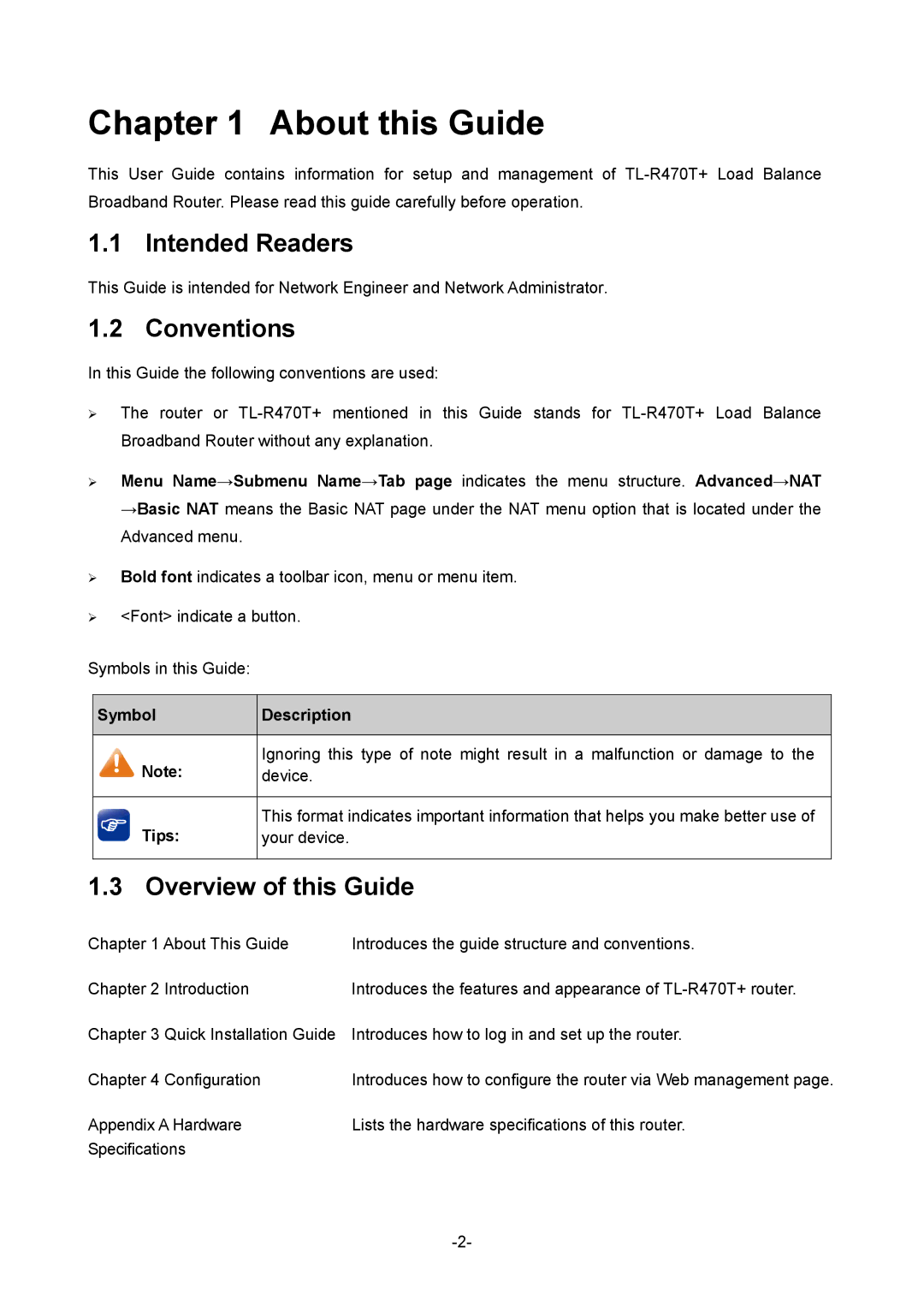 TP-Link TL-R470T+ manual Intended Readers, Conventions, Overview of this Guide 