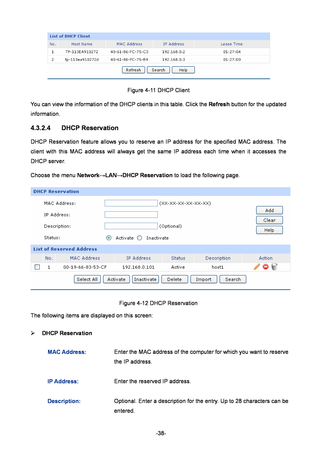 TP-Link TL-R480T+ manual  DHCP Reservation 