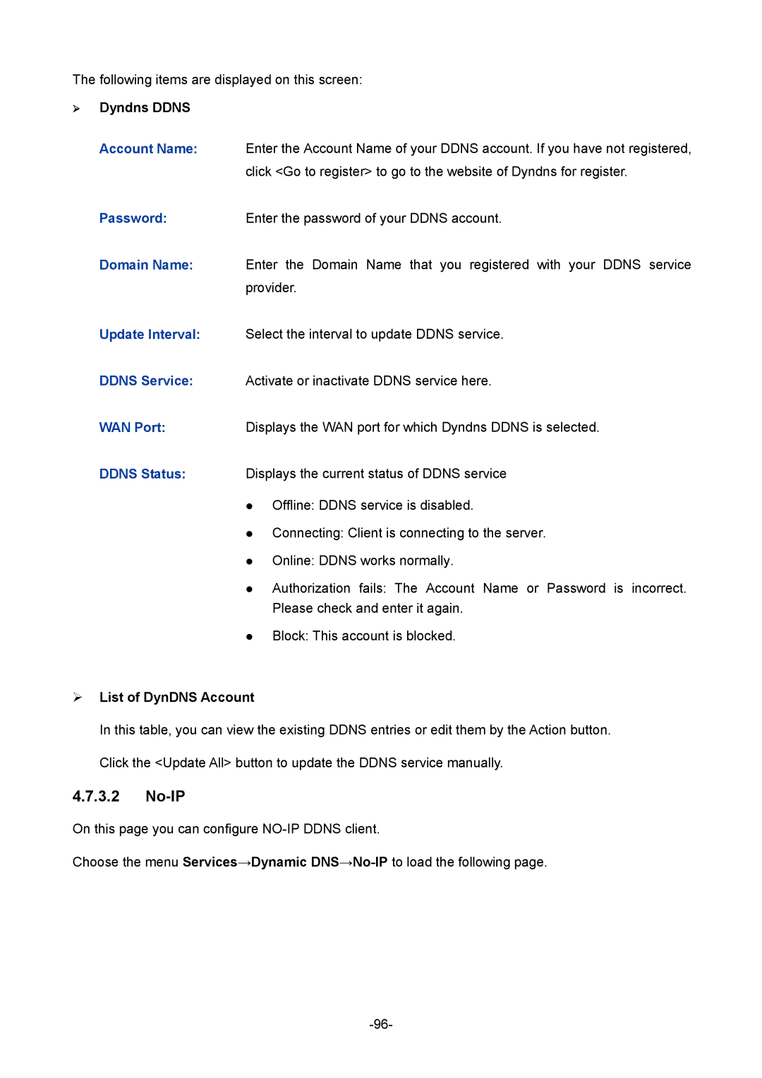 TP-Link TL-R480T+ manual No-IP,  Dyndns Ddns,  List of DynDNS Account 