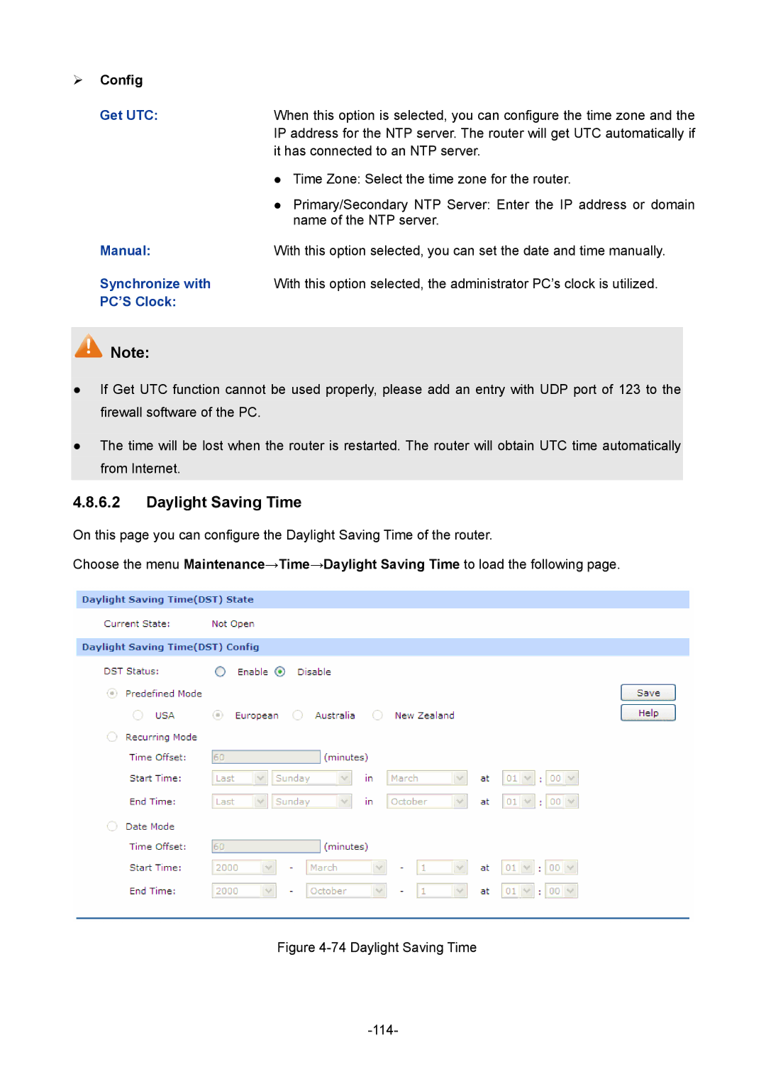 TP-Link TL-R480T+ manual Daylight Saving Time, Get UTC, Manual, Synchronize with, PC’S Clock 