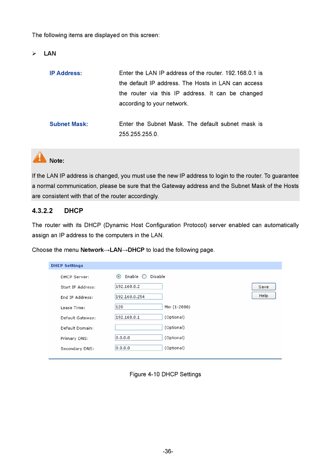 TP-Link TL-R480T+ manual Dhcp,  Lan 