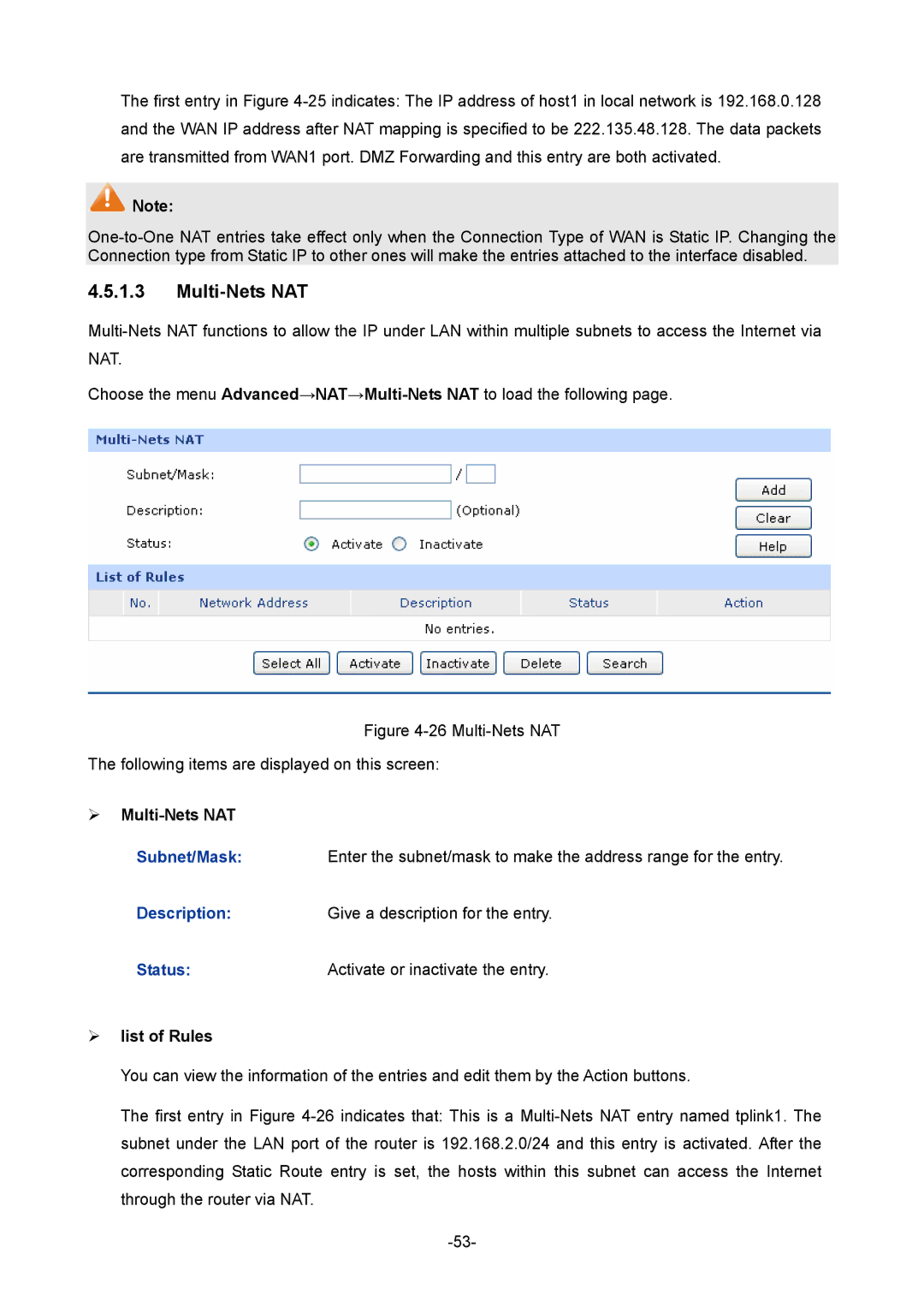 TP-Link TL-R480T+ manual  Multi-Nets NAT 