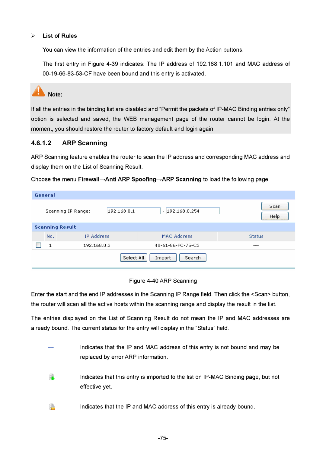 TP-Link TL-R480T+ manual ARP Scanning 