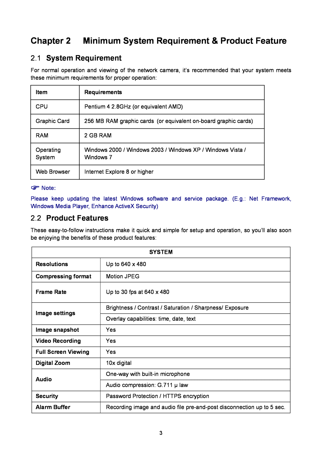 TP-Link TL-SC2020 manual Minimum System Requirement & Product Feature, Product Features,  Note 